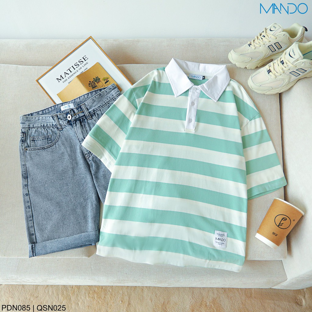 [New] Áo Phông Polo Kẻ Ngang Nam Mix Xanh Trắng Phong Cách Hàn Quốc Thời Trang Nam ManDo - PDN085 | BigBuy360 - bigbuy360.vn