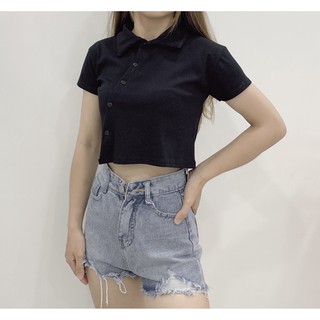 Áo Croptop - Áo Thun Croptop Nút Xẻ Chéo