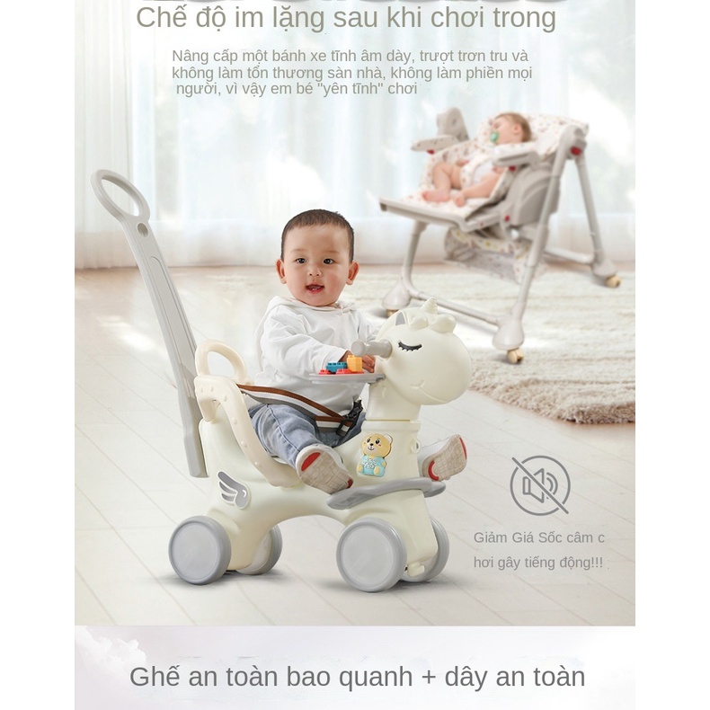 Ngựa gỗ, ngựa bập bênh trẻ em, quà sinh nhật một tuổi, xe đẩy đồ chơi