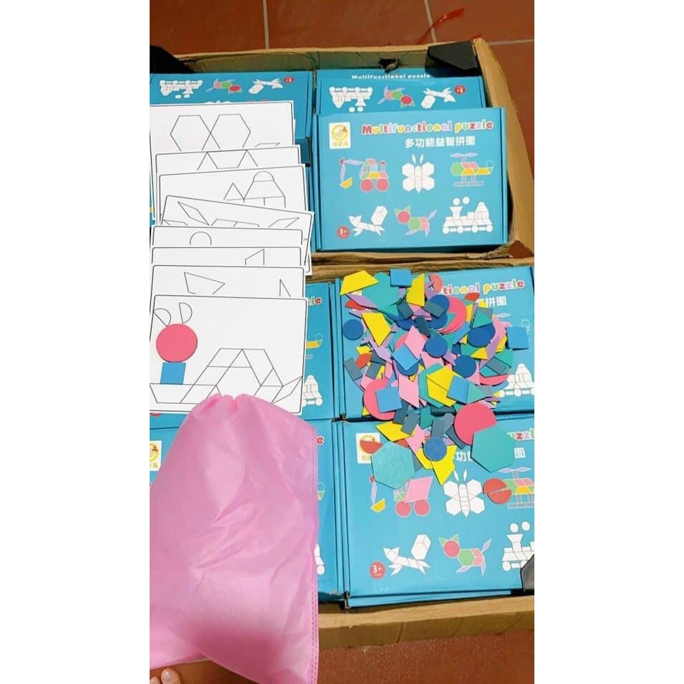 Bộ Khối Xếp Hình Theo Tranh Vẽ Montessori Fun Board