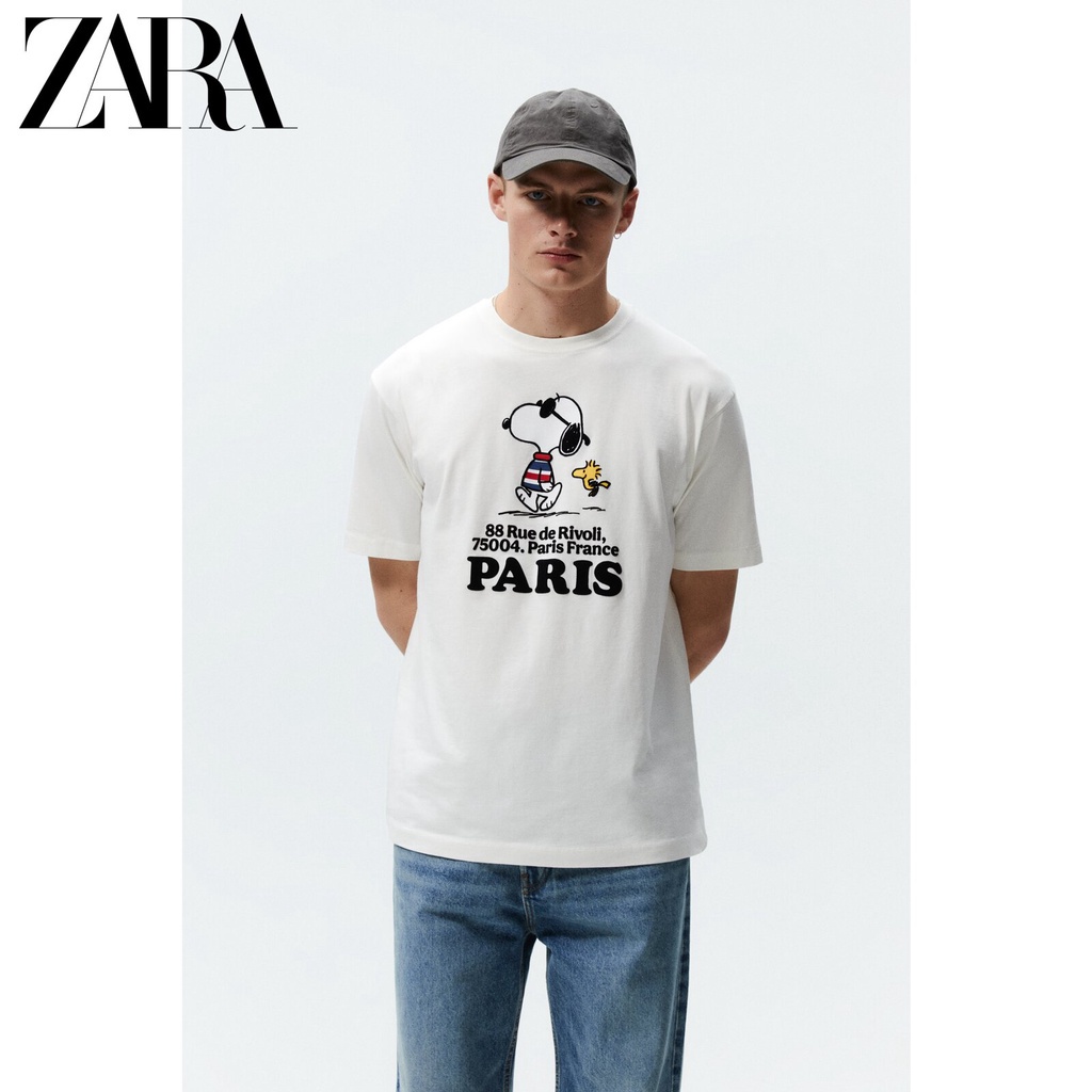 Áo Thun Cotton Ngắn Tay In Họa Tiết ZARA Cá Tính Cho Nam 6224420 251