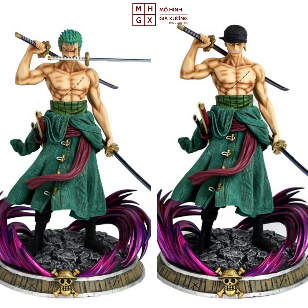 Mô hình  Roronoa Zoro Siêu Đẹp  tam kiếm  cao 36 cm, Nặng 3kg ( 2 Đầu ) - Figure Tượng One Piece