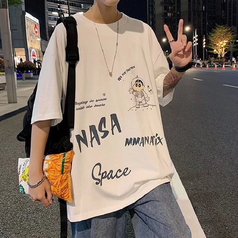 Áo Thun Tay Ngắn Dáng Rộng Cổ Tròn In Chữ size M-8XL Phong Cách Hip Hop Thời Trang Mùa Hè Cho Nam