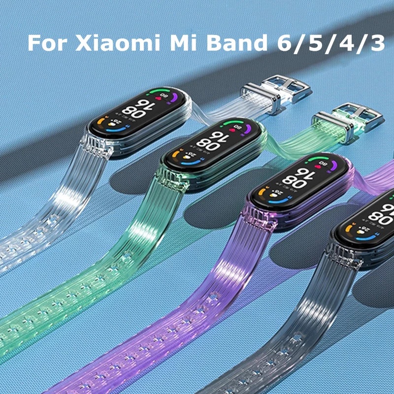 Dây Đeo Thay Thế Bằng Silicone Trong Suốt Cho Xiaomi Mi Band 7 6 5 4 3 Xiaomi Miband 6 5 band6