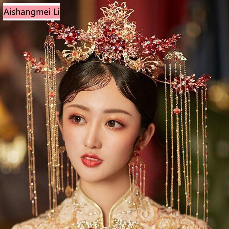 [Aishang Trang Sức Đẹp] Phụ Kiện Cài Tóc Hình Chim Phượng Hoàng Phong Cách Trung Hoa Cổ Điển Cho Cô Dâu