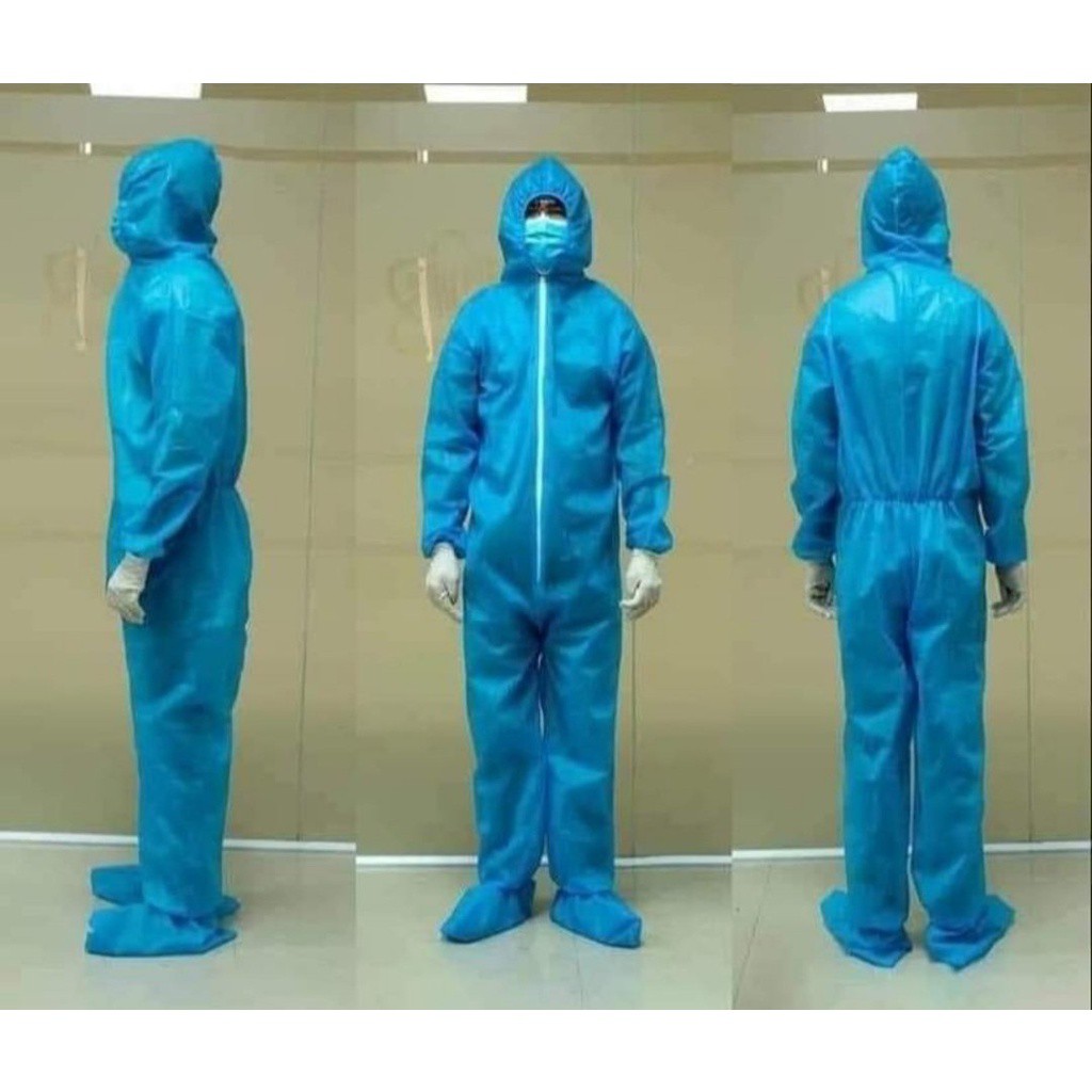 Bộ quần áo phòng chống dịch màu xanh 4 món - chất lượng kiểm định