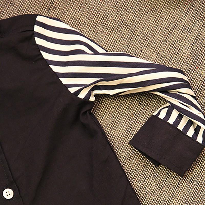 Áo sơ mi tay dài kẻ sọc phong cách thời trang cho bé trai