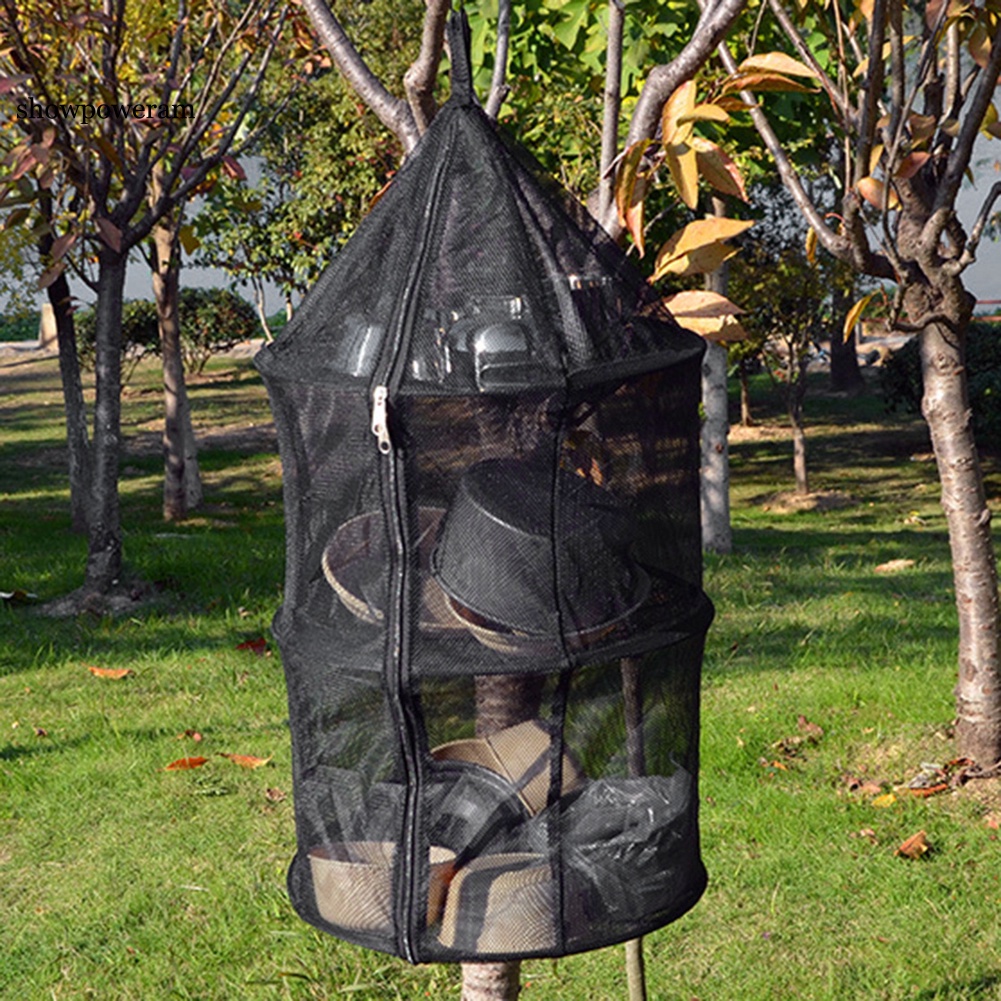 Túi lưới treo phơi đồ 3 tầng có thể gấp gọn tiện dụng