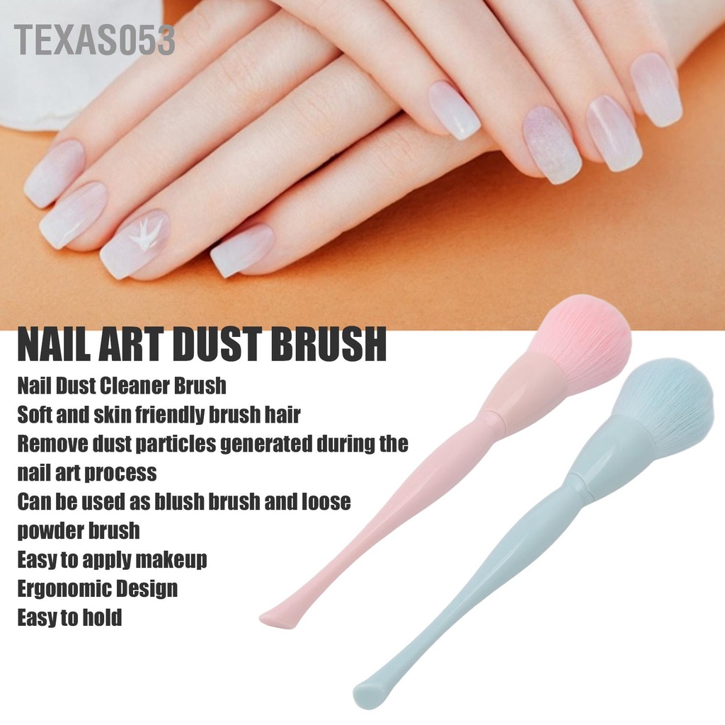 Texas053 2 cái Nail Dust Powder Cleaner Brush Professional Home Salon Di động Remover cho người mới làm quen