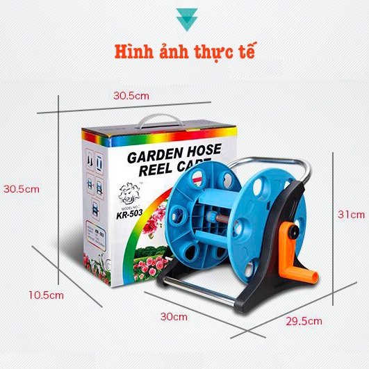 Khung rulo cuộn ống dẫn nước LionKing KR503. Tặng 1 khớp nối và 1,5m ống cấp nguồn nước