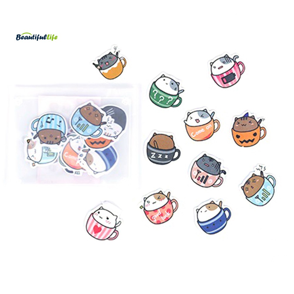 Set 40 Sticker Dán Trang Trí Hình Chuột Hamster / Mèo / Gấu Trúc Dễ Thương