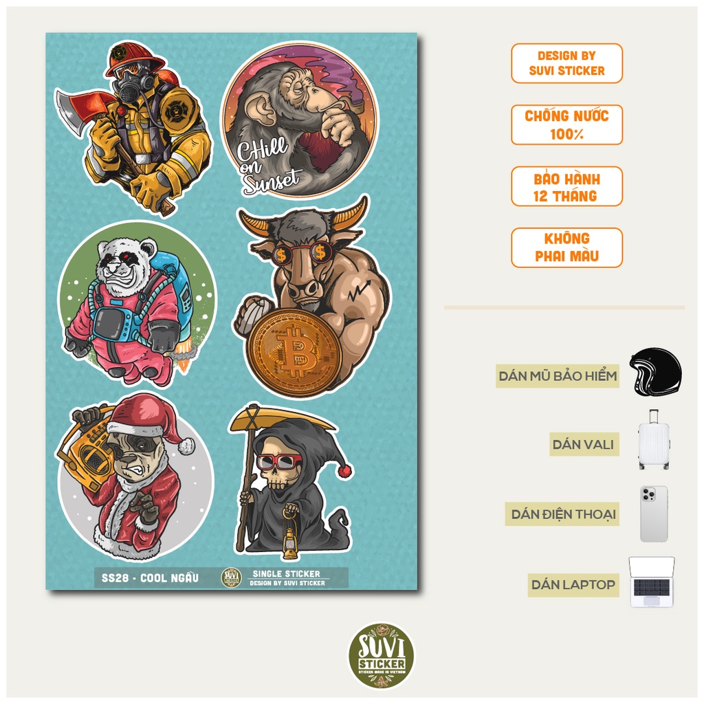 STICKER LẺ - Sticker Logo dán mũ bảo hiểm, laptop, điện thoại, vali. MSP: SS28