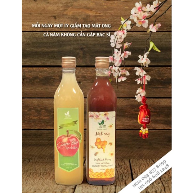 Giấm táo nguyên chất lên men tự nhiên Viethealthy 1 lít túi tiện lợi