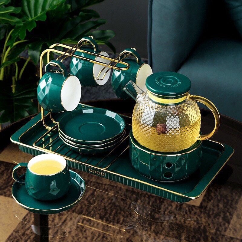 Bộ ấm chén sứ siêu cao cấp Klai trang trí Tết Huydecor