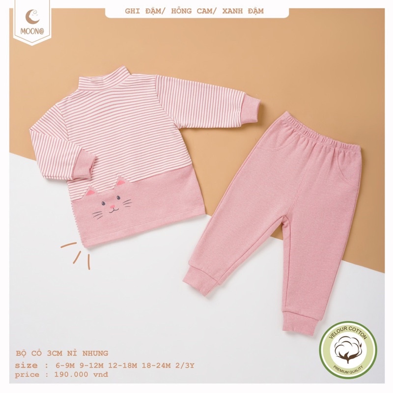MOON -Bộ nỉ cài vai moon cho bé trai/bé gái