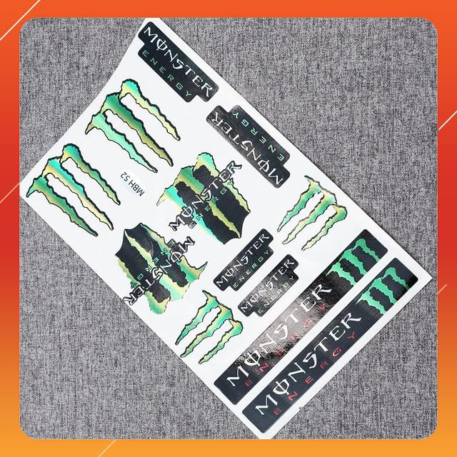 [BẢO HÀNH UY TÍN]  BỘ TEM CROM NHIỀU LOGO ,STICKER TRANG TRÍ MẪU MONSTER ENERGY MBH-52