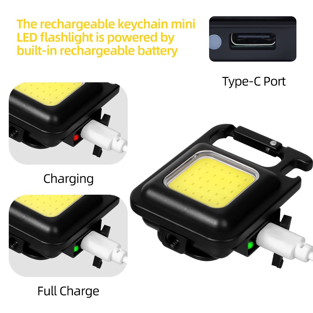 Đèn LED COB Mini Thiết Kế Nhỏ Gọn Kèm Móc Treo Chìa Khóa Tiện Dụng Cho Dã Ngoại / Công