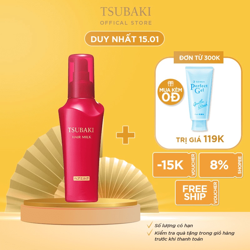 [Mã FMCGMALL -8% đơn 250k] Sữa dưỡng tóc Tsubaki chống nắng và phục hồi hư tổn 100ml