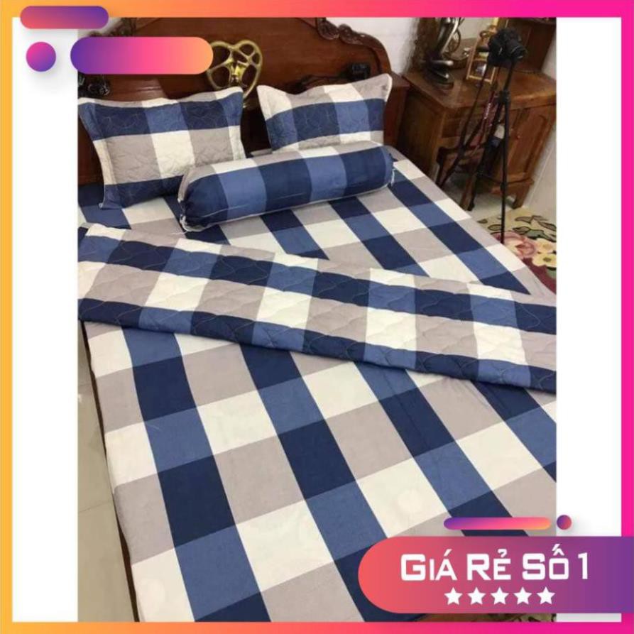 Bộ chăn ra 5 món cao cấp hình caro