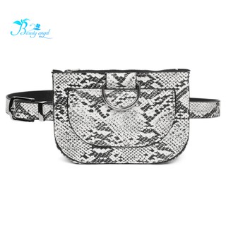 Women Serpentine Fanny Pack Pu Leahter Bag Famal Fashion Snake Skin Waist Belt Female Purse