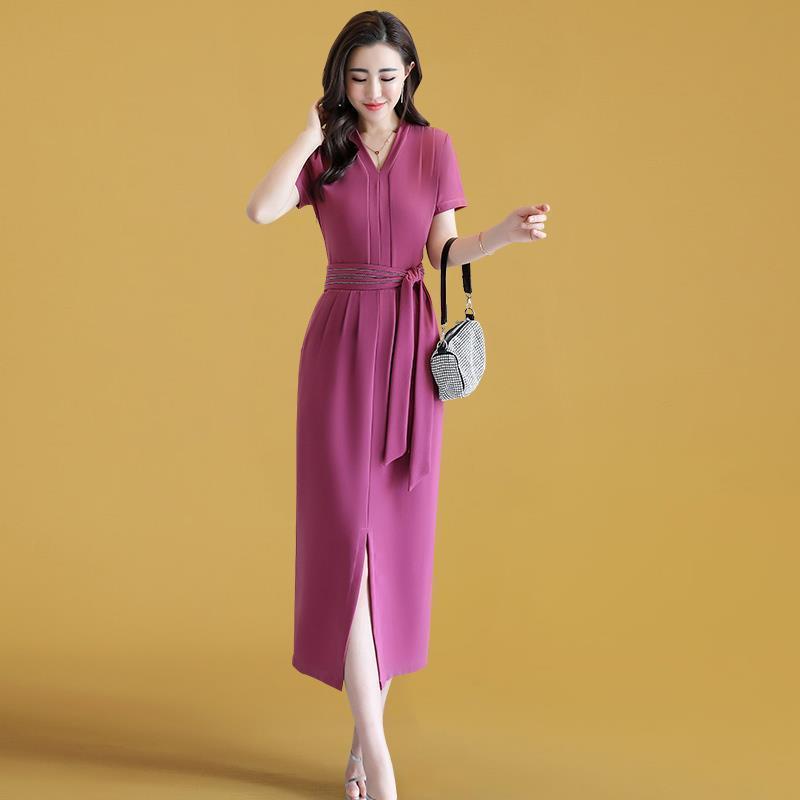 2020 summer new Korean women's skirt, elegant slim high waist temperament V-neck skirt | BigBuy360 - bigbuy360.vn