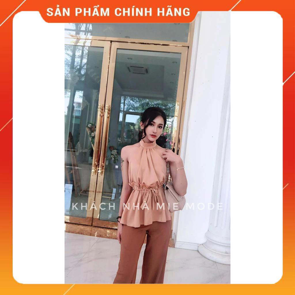 [HÀNG LOẠI 1] 💥 video và ảnh feedback 💥 Set yếm lụa lưng trần quần ống rộng, áo yếm có mút ngực size S.M.L