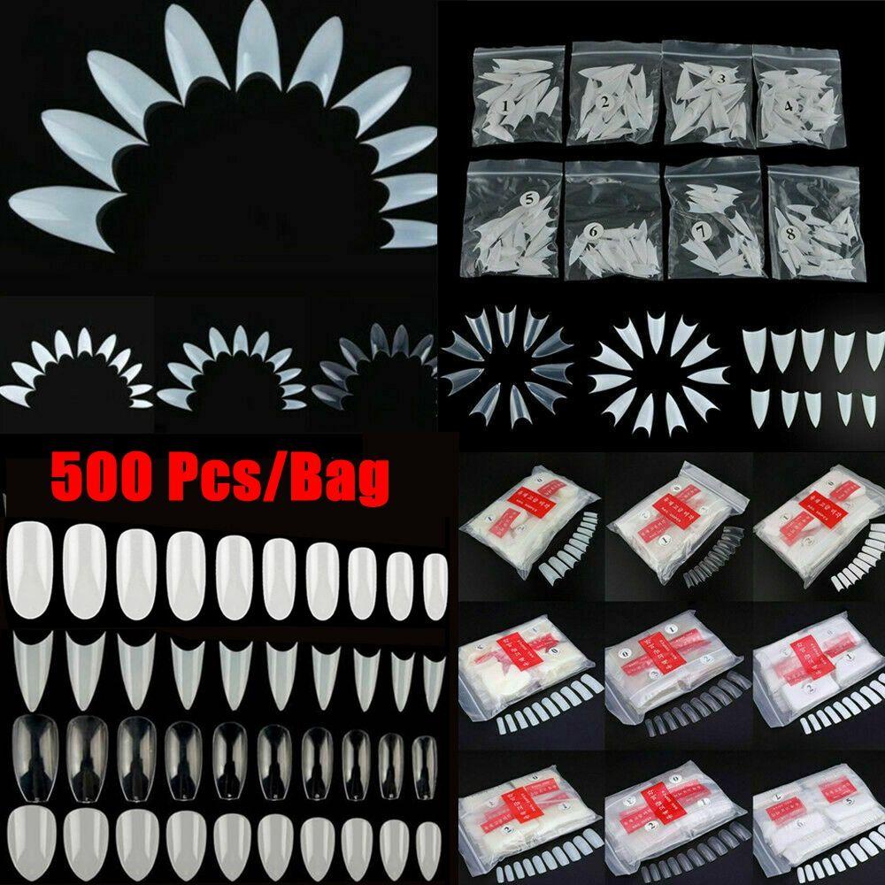 Bộ 500 / 10 Kiểu Móng Tay Giả Trong Suốt 6 Kiểu Tự Nhiên