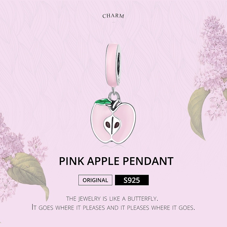 Hạt trang sức BAMOER SCC2226 bằng bạc 925 hình quả táo