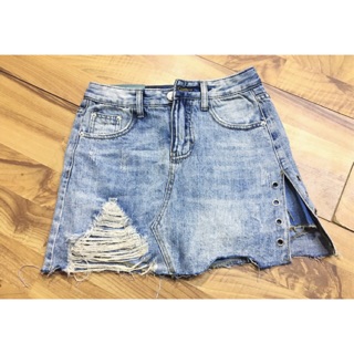 Quần giả váy bò xẻ 1 bên