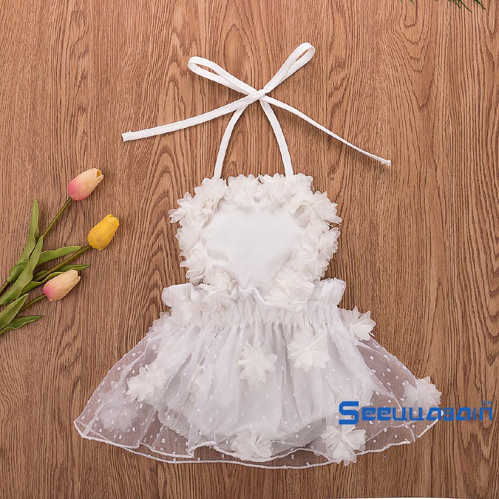 ❥☀✿SEENewborn Infant Spring Summer Sleeveless Baby Girl Lace Tutu Dress