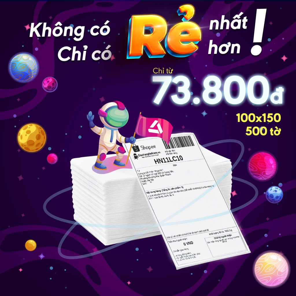 GIẤY RẺ SẬP SÀN - Giấy in nhiệt chống nước NHỰA HVT chuyên dùng in đơn hàng, in.bill, hóa đơn có decal dán sẵn NHUAHVT