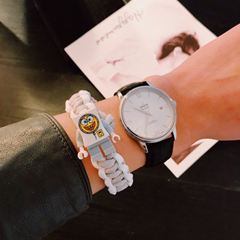 Hoạt Hình Vòng Tay Dây Bện Mặt Khối Lắp Ráp Dễ Thương Có Thể Điều Chỉnh Cho Bé