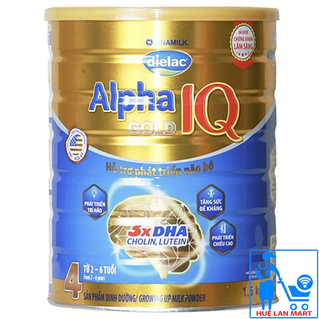  [CHÍNH HÃNG] Sữa Bột Vinamilk Dielac Alpha Gold IQ 4 - Hộp 1,5kg (Cho bé 2-6 tuổi)