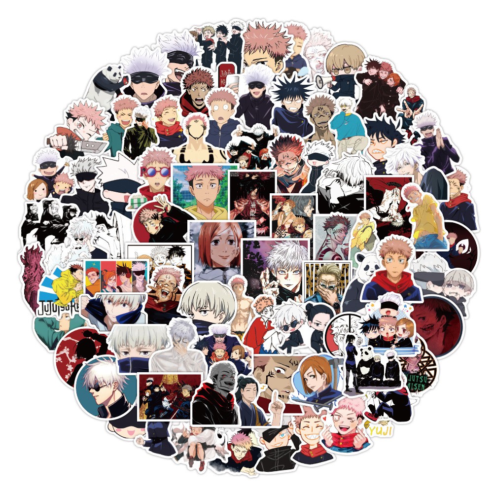 Set 100 miếng sticker dán trang trí hình các nhân vật trong Jujutsu Kaisen