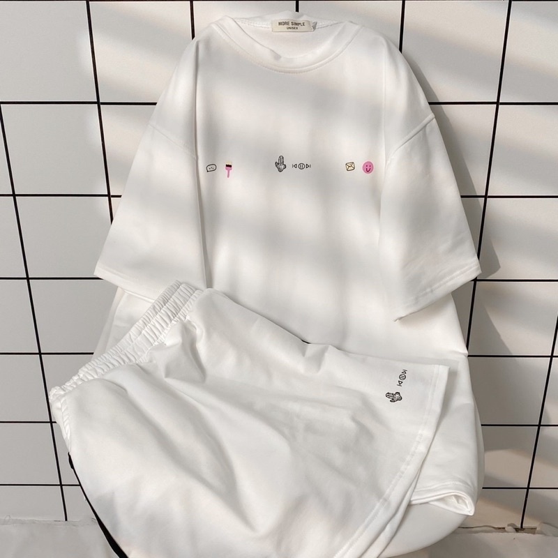 Set bộ Unisex Áo thun và quần CACTUS 🌵 màu TRẮNG/KEM vải da cá dày mịn 🖤 Nam nữ unisex 🖤 Jaystoree