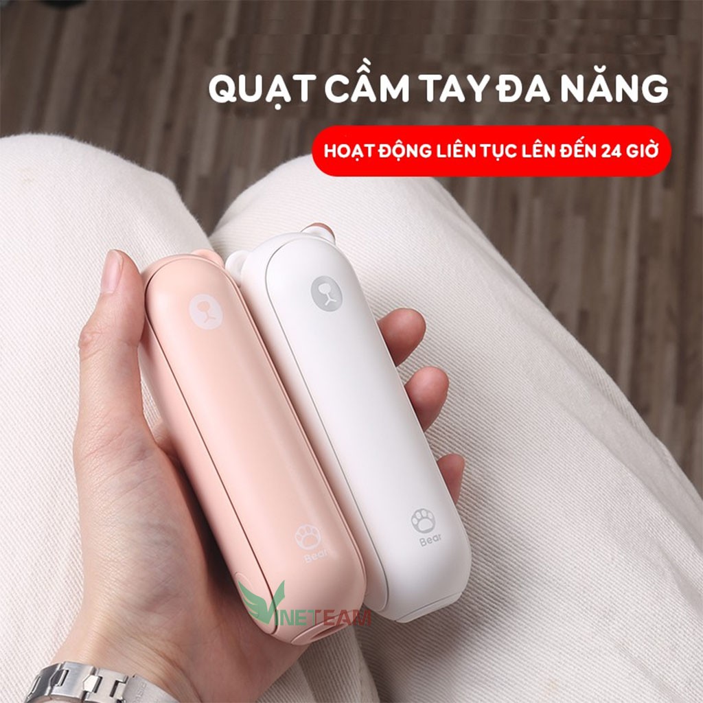 Quạt mini cầm tay đa năng hình gấu Bear kiêm đèn pin - sạc dự phòng tiện dụng F8 -dc4036