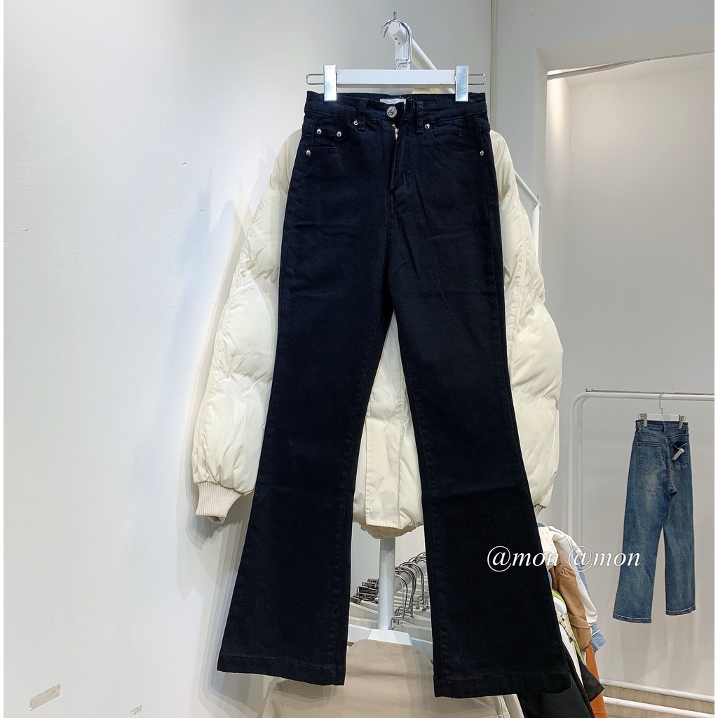 210669 Quần jeans nữ , quần jeans loe vintage 2 màu nâu, đen, quần jeans ulzzang size S,M