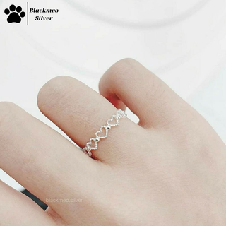 Nhẫn tim xen kẽ đá pha lê nhân tạo bạc S925- Blackmeo.silver