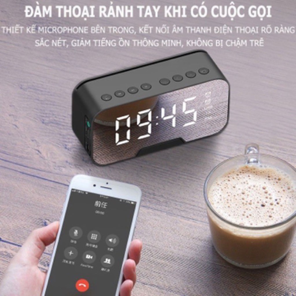 Loa bluetooth kiêm đồng hồ báo thức Kimiso K10 - Loa bluetooth đồng hồ có đèn led hỗ trợ thẻ nhớ, Jack 3.5 - AUDIO365