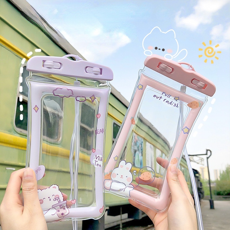 Hoạt Hình Túi Đựng Điện Thoại Trong Suốt Chống Nước Có Thể Chạm Màn Hình Cảm Ứng