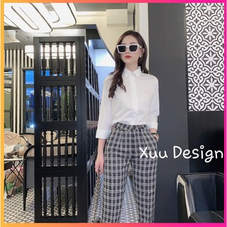 Áo sơ mi nữ trắng công sở moonmy sơ mi giấu cúc [ smk1)