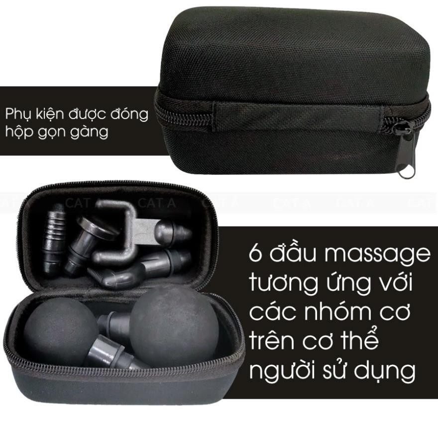 Súng massage cầm tay không dây Cát Á M008, 20 Mức độ rung,6 đầu massage -Trị đau nhức, căng cơ, hỗ trợ tập luyện