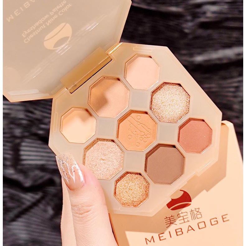 Phấn mắt 9 Ô Meibaoge dạng nhũ &amp; lì