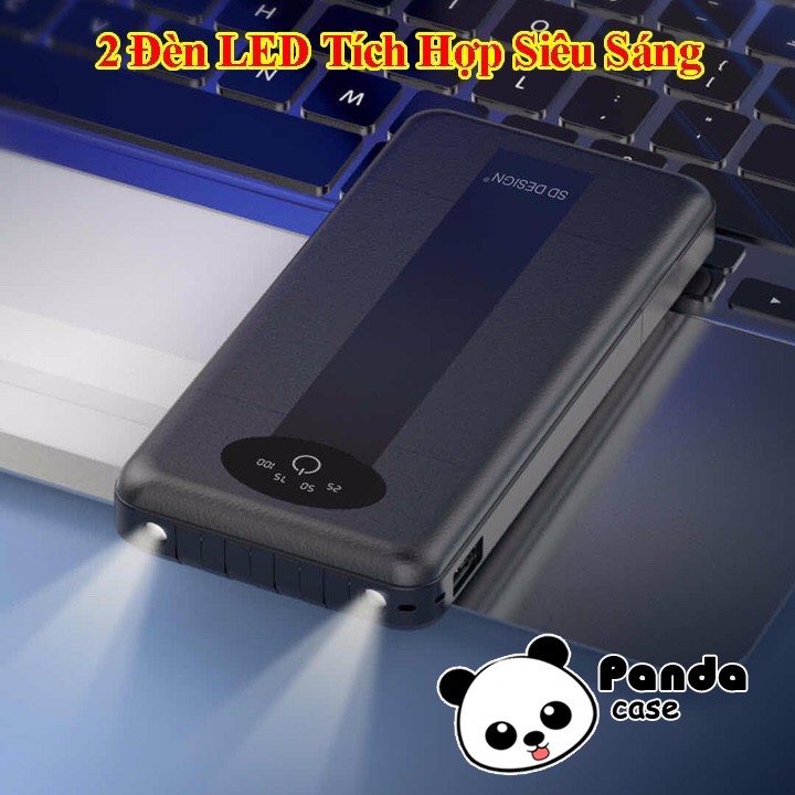 Pin sạc dự phòng SD Design THÔNG MINH KÈM 4 Cáp Sạc Micro, Lingtning, TypeC Cho Xiaomi Samsung IPhone Oppo,.. Panda Case