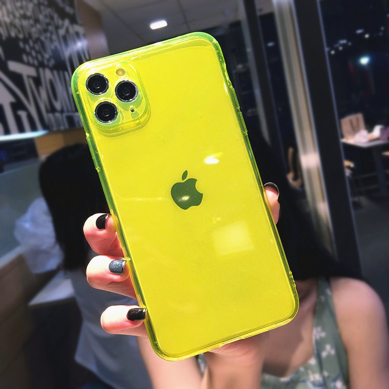 Ốp lưng silicon TPU mềm, huỳnh quang neon cho iPhone 7 8 Plus SE 11 12 Mini Pro XR X XS Max Ốp lưng siêu truyền hình Fundas