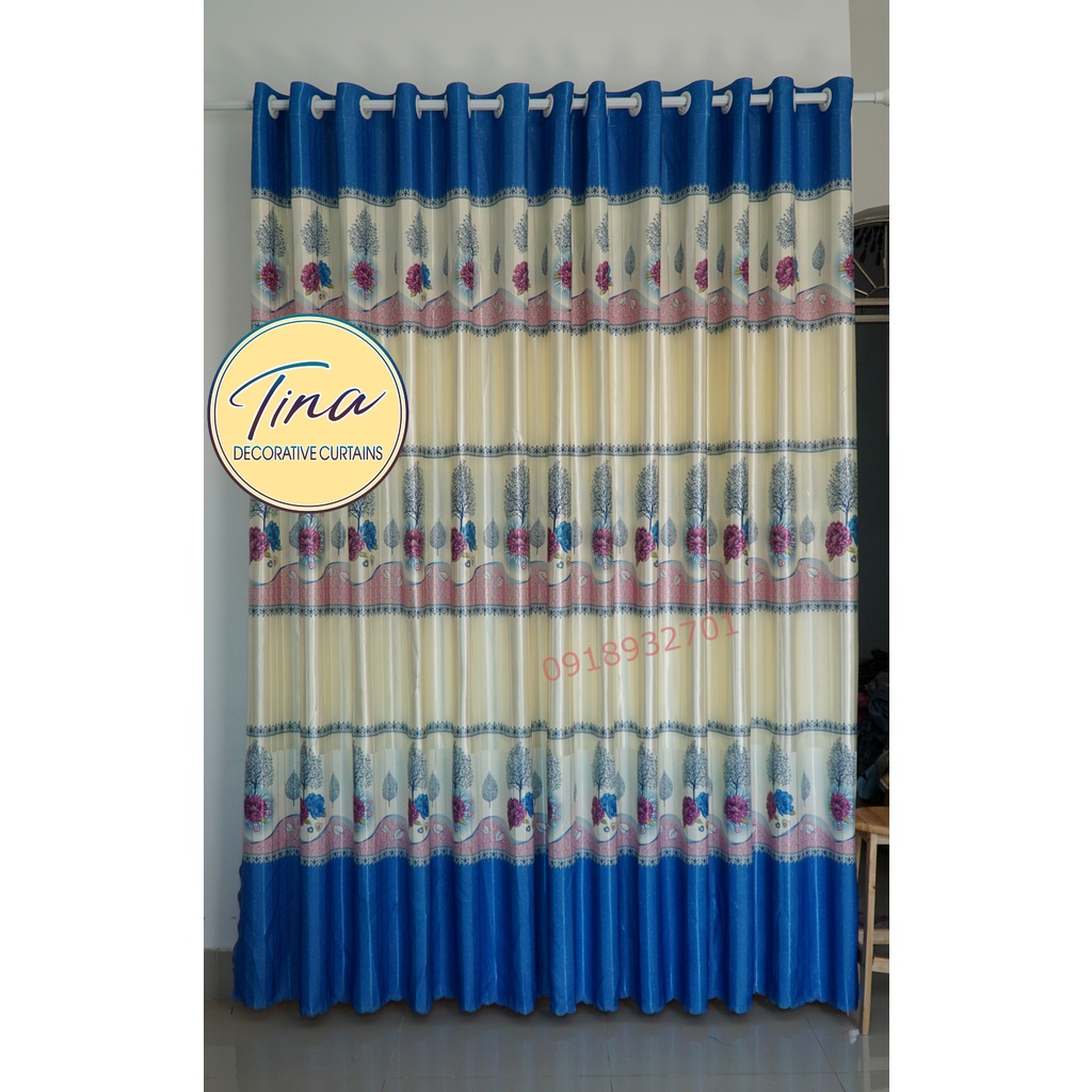 Rèm cửa đi, rèm cửa chính, rèm cửa sổ chống nắng 2 MẶT vải cao cấp loại I giá rẻ TNL-005 họa tiết gân lá