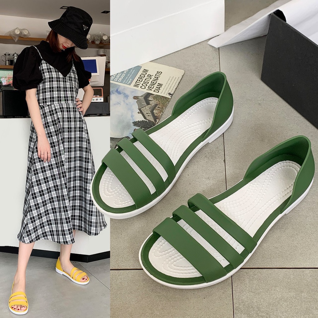 Dép Sandal Đế Bằng Phong Cách Hàn Quốc Thời Trang Mùa Hè Hàng Mới Dành Cho Bạn Nữ Mang Đi Biển