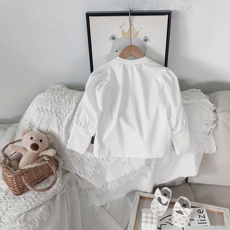 Áo kiểu tay phồng in họa tiết hoạt hình phong cách Hàn quốc cho bé gái