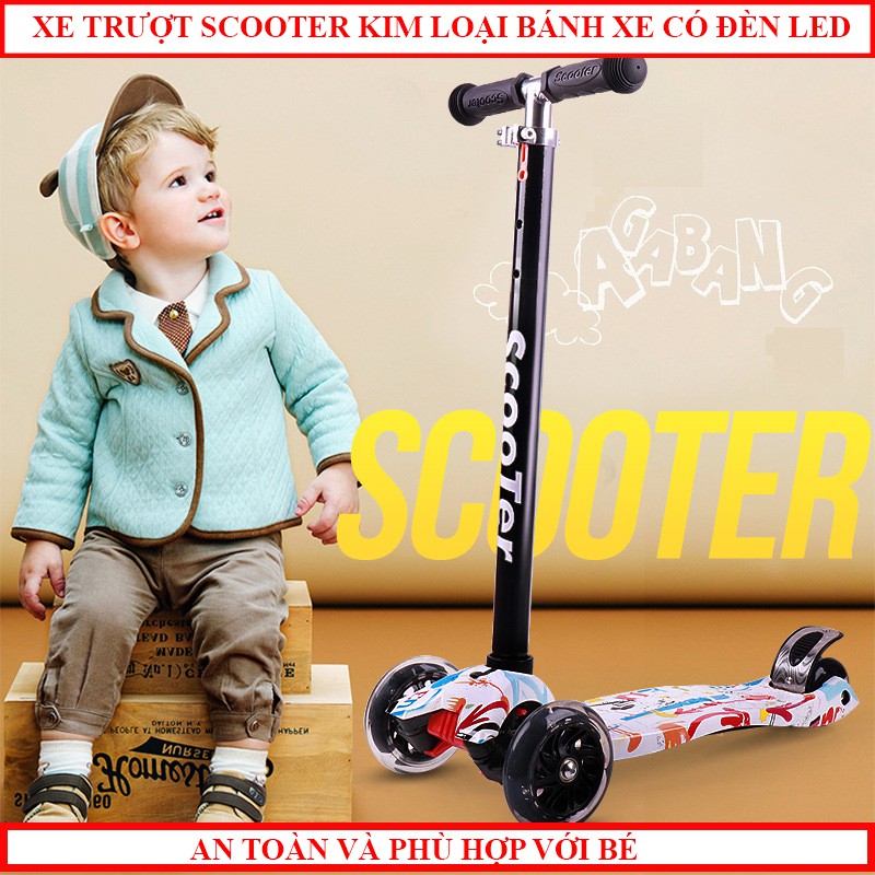 Xe trượt scooter cao cấp 3 bánh có đèn dành cho bé vui chơi vận động, đồ chơi trẻ em phát triển thể lực