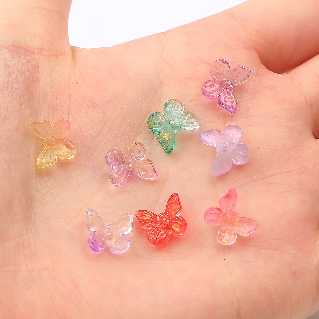 Set 10 hạt xỏ hình bướm nhiều màu tùy chọn dùng làm trang sức thủ công DIY